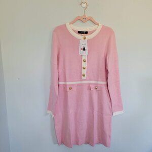 Zesica Women's Bodycon Crewneck Pink Sweater Dress